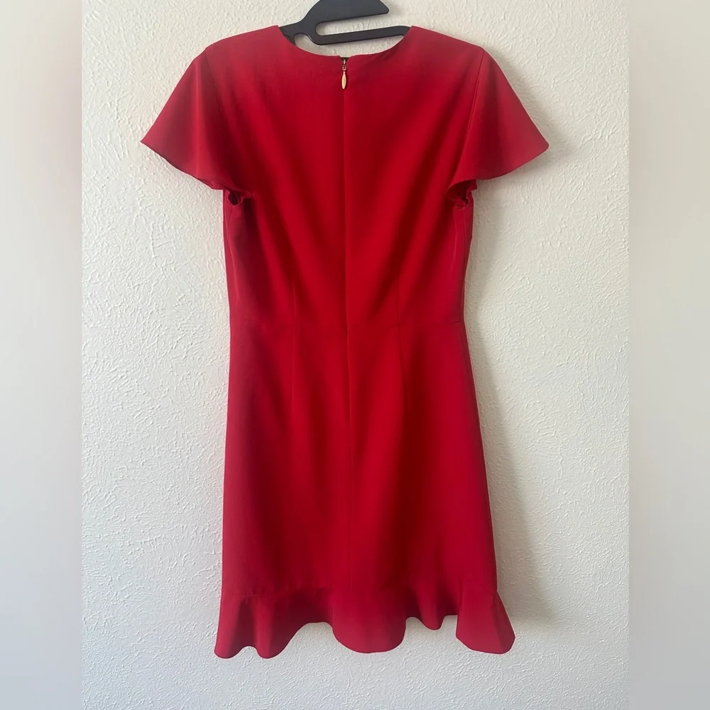 Draper James Lipstick Red Solid Flutter Dress - Picture 5 of 8